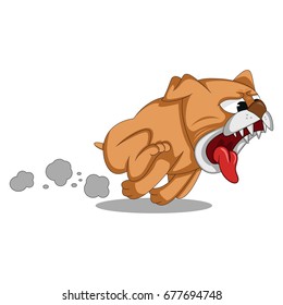 A fierce dog ran and chase cartoon vector illustration