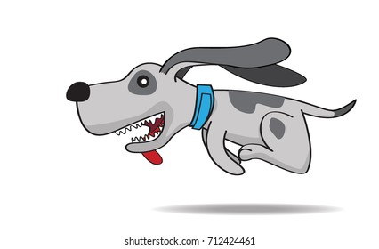 fierce dog ran and chase cartoon vector illustration