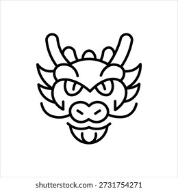 Fierce dragon head illustration with sharp horns on white background
