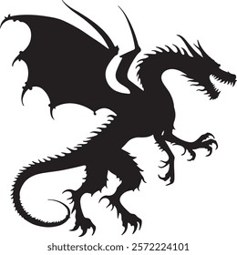 Fierce Dragon Silhouette - Mythical Art.