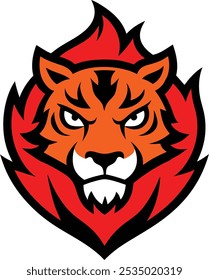 Ein erbittertes und dynamisches Tigermaskottchen-Logo, perfekt für Sportmannschaften, Sport oder persönliches Branding. Dieses mutige und kraftvolle Design symbolisiert Stärke und Agilität.