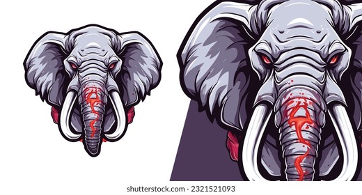 Eelefante fuerte Emblem: Ilustración de vectores llamativos para grupos deportivos y de juegos