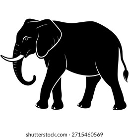 Perfil de cabeza de elefante feroz con llamas - Potente ilustración de la mascota del Vector blanco y negro para los deportes o el tatuaje