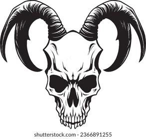 a fierce and evil skull with wings and horns
