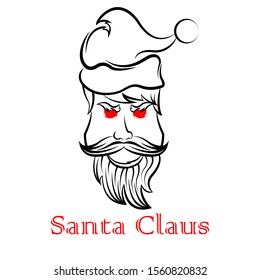 fierce face santa claus merry christmas with line art style
