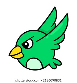 fierce faced bird is flying to attack, vector illustration art. doodle icon image kawaii.