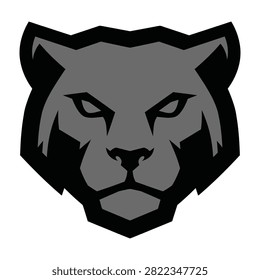 Fierce feline mascot logo featuring an angry cat face with sharp eyes and ears. Ideal for sports teams, gaming clans, or branding.