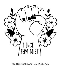 Fierce feminist typography, a glyph style sticker 
