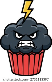 Una feroz Ilustración vectorial plana de un cupcake de dibujos animados con glaseado tormentoso y un rayo. Perfecto para pegatinas humorísticas, App de temática hambrienta, redes sociales, marca de panadería y Mercancía lúdica. Diseño atrevido, expresivo y divertido adecuado para ropa, planificadores digitales y calcomanías imprimibles.
