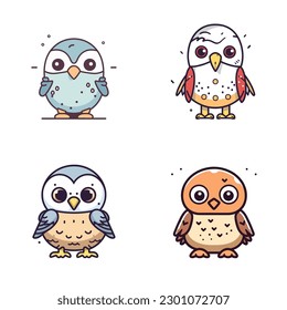 From fierce to friendly, this set of eagle and falcon cartoon illustrations has something for everyone