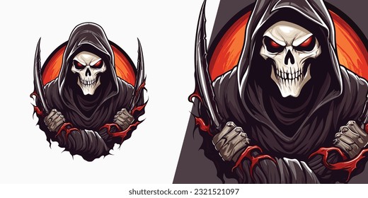 Fierce God of Death Logo: Dynamic Illustration Vector Graphic for Sport and E-Sport Teams