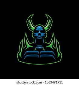 fierce green blue monster logo design template illustration
