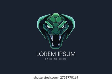 Logotipo de cabeça de cobra verde feroz para mascotes de jogos Esports Teams e marca criativa ousada