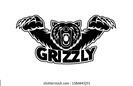 fierce grizzly bear vector illustration