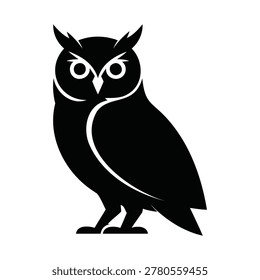 Fierce Horned Owl Side Profile Vector Silhouette
