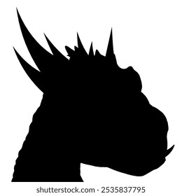 Fierce isolated vector dragon head silhouette.