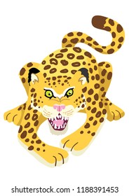 a fierce jaguar leaping