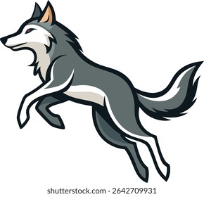 Fierce Jumping Wolf Logo Illustration