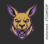 A fierce kangaroo head with an aggressive expression, suitable for a sports team or brand.