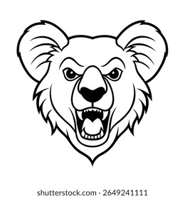 cabeça de coala feroz com boca fechada e olhar duro versão dois no fundo branco Ilustração vetor