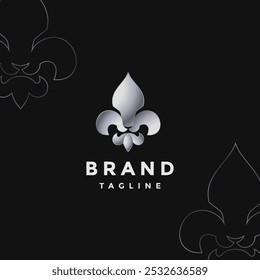 Fierce Lion Face In Fleur de Lis Logo Design. Elegant Fleur de Lis Lion Head Logo Design.