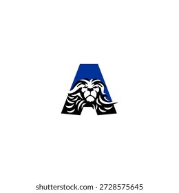 Fierce lion head with dynamic mane forming alphabet A letter. Perfect for sports teams, gaming brands, and aggressive logo identities.