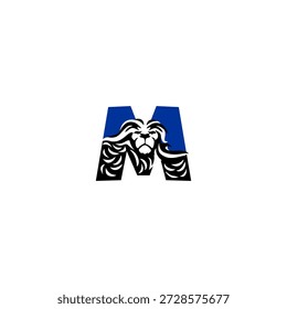 Fierce lion head with dynamic mane forming alphabet M letter. Perfect for sports teams, gaming brands, and aggressive logo identities.
