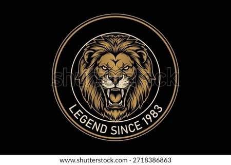 Fierce lion head logo with legend text since 1983
