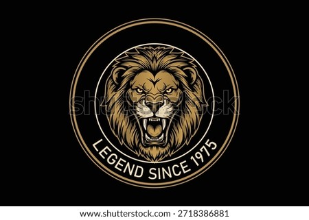 Fierce lion head logo with legend text since 1975