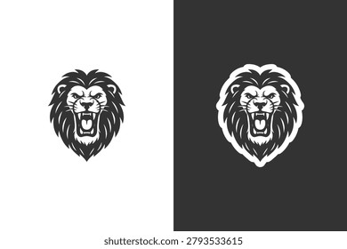 Fierce Lion Head Roaring, Emblematic Wildlife Portrait