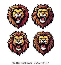 Fierce lion logo with detailed lion heads for bold, powerful, and wildlife-themed branding