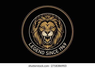 Fierce lion logo with legend since 1969 emblem