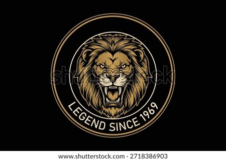 Fierce lion logo with legend since 1969 emblem