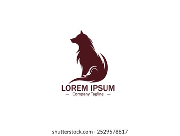 A fierce looking wolf silhouette in a deep maroon color logo icon vector