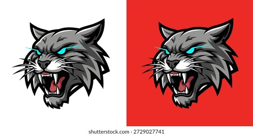 Fierce Lynx Head Logo Design, Digital Art, Urban Environment, Bold Colors, Eye-Catching Concept