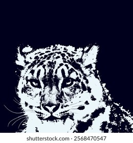 Fierce and majestic nature of a tiger's face with striking contrast,  captivating black and white illustration