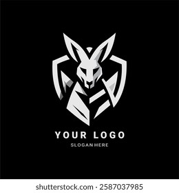 A fierce and modern kangaroo logo in a geometric style, symbolizing strength, agility, and resilience. Ideal for sports teams, esports branding, corporate identity, and apparel design.