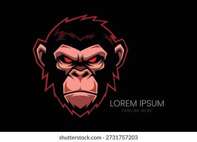 Fierce Monkey Gorilla Head Mascot Logo para Equipos de deportes electrónicos Canales de juegos Gimnasio Centros de fitness y audaz Streetwear Marca Vector logo Plantilla