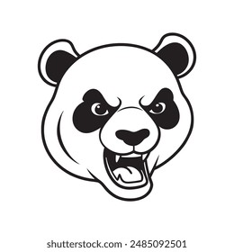 Fierce Panda Head Vector Illustration.