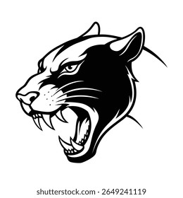fierce panther head in side angle attack pose sketch version two on white background Vector illustration
