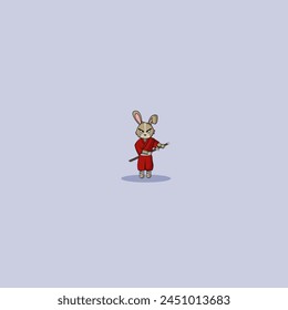 fierce rabbit ninja character holding a sword