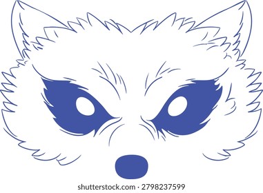 Fierce raccoon dramatic look face doodle illustration