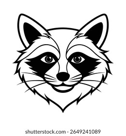 arte feroz da linha da cabeça do guaxinim com marcações de máscara afiada versão dois no fundo branco Ilustração do vetor