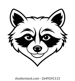 feroz raccoon cabeça linha arte com máscara afiada marcações versão um no fundo branco Vetor ilustração