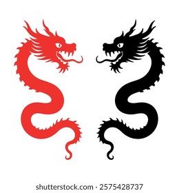 fierce red dragon vector illustration for chinese zodiac and new year celebrations