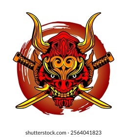 Fierce red monster logo vector and illustration