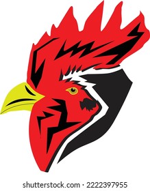fierce red rooster easy illustration