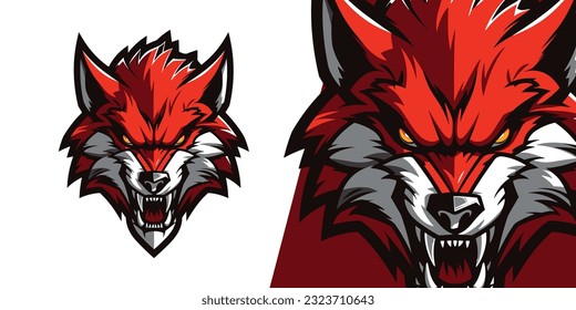 Fierce Mascota del Lobo Rojo: Impactante gráfico vectorial de Ilustración para equipos deportivos competitivos y deportivos electrónicos