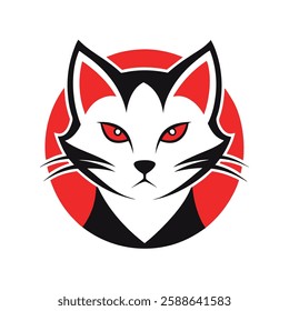 Fierce Red-Eyed Samurai Cat Spirit vector art