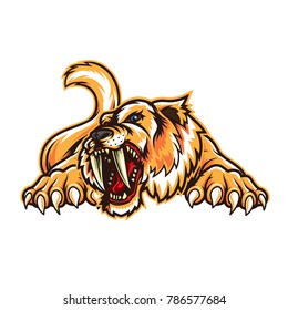 Fierce saber tooth animal vector mascot